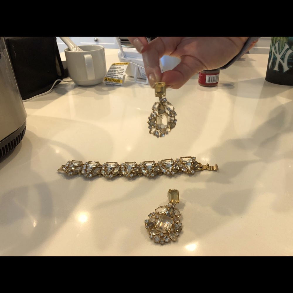 J Crew costume bracelet and matching pierced earrings. Worn once. Like new.